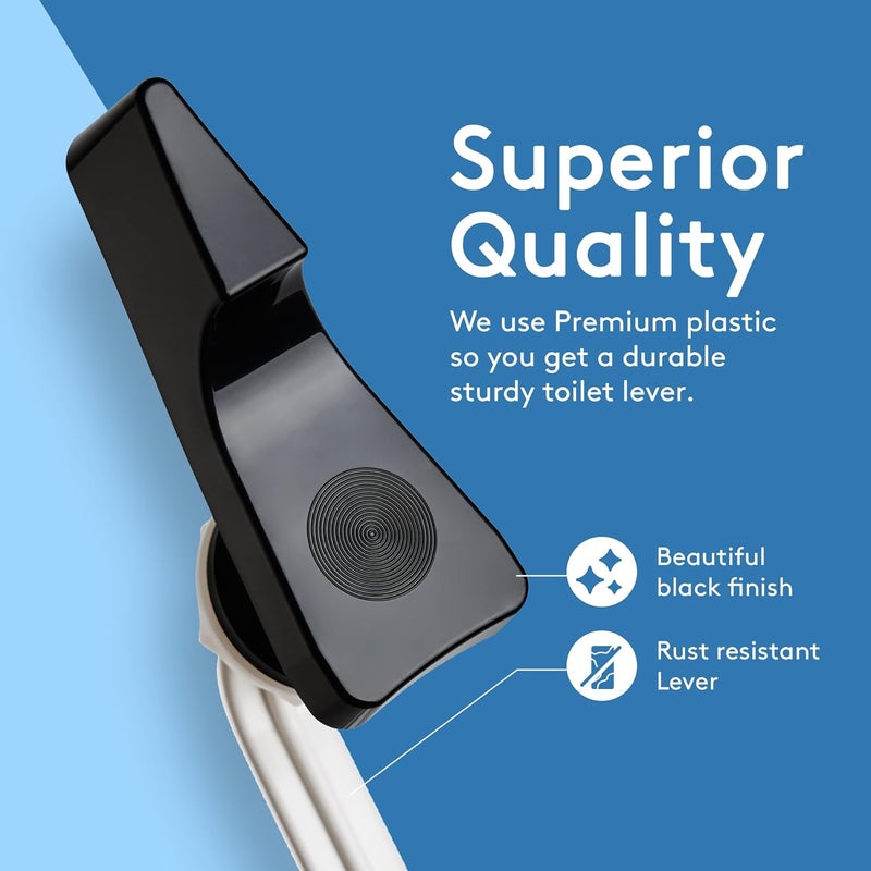RAVINE Toilet Handle Replacement- American Standard Toilet Flush Handle with Elegant Design, Durable Toilet Flush Lever Front Mount - Easy to Install Toilet Bowl Handle Replacement (Black) - Image 3